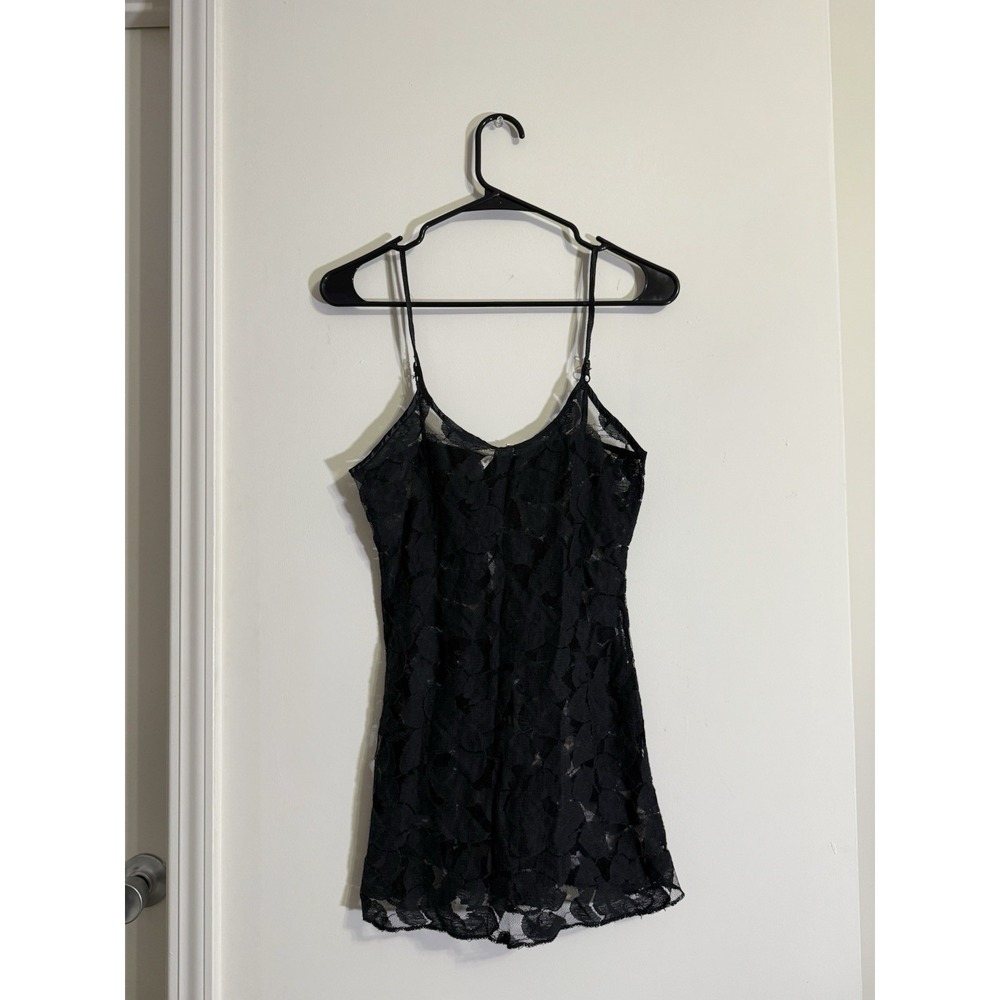 Y2K Floral Black Sheer Lined Cami Tank Top 2000s Festival Hippie Basic Casual S‎